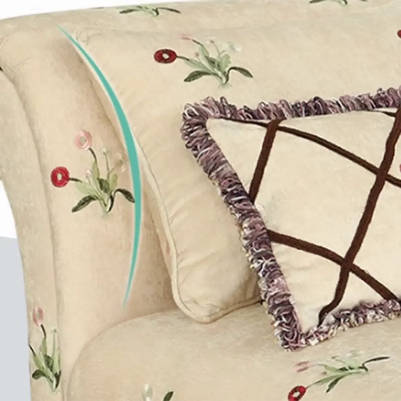 Trendy Floral Chaise Lounge with 2 Pillows Image - 8