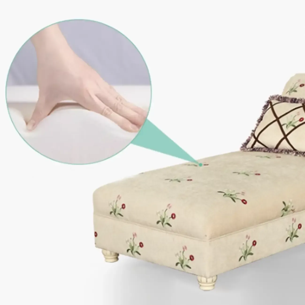 Trendy Floral Chaise Lounge with 2 Pillows Image - 9