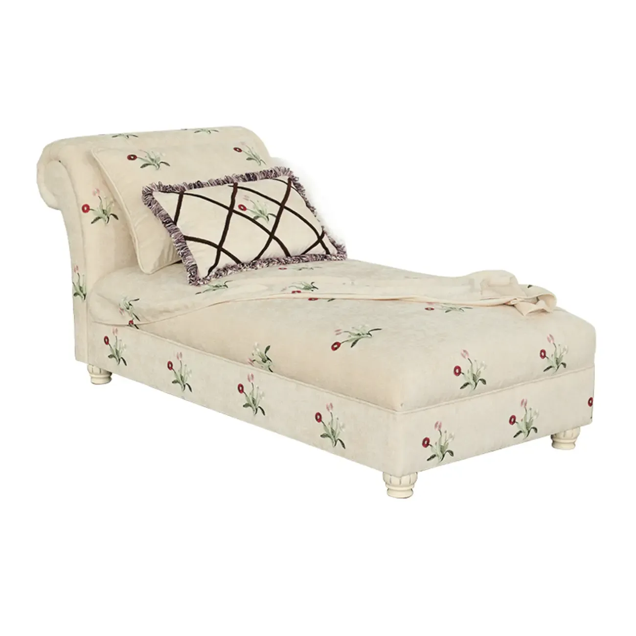 Trendy Floral Chaise Lounge with 2 Pillows Image - 10