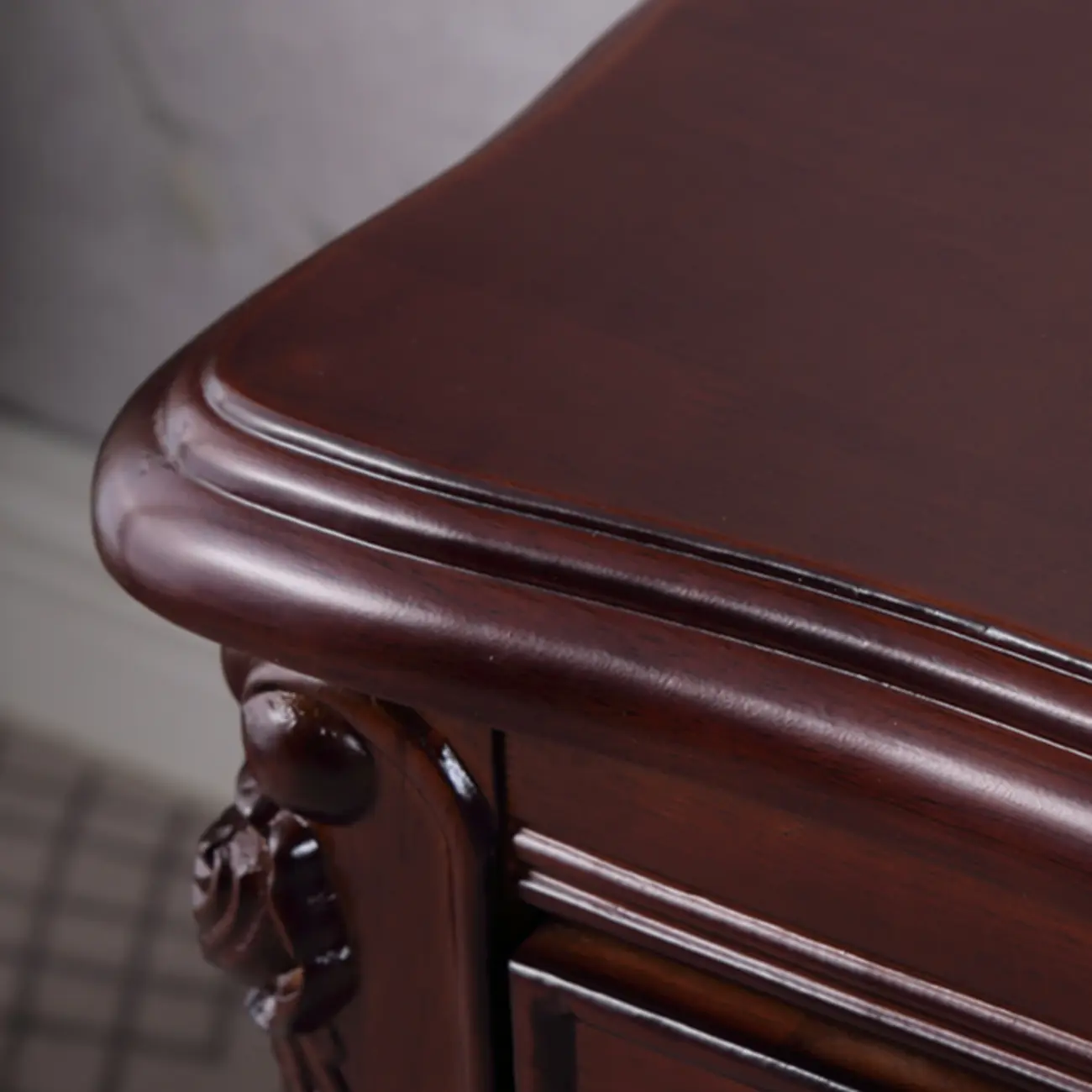 Traditional Carved Wood 2-Drawer Nightstand Image - 10 | homeyfad