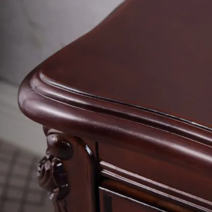 Traditional Carved Wood 2-Drawer Nightstand Image - 10