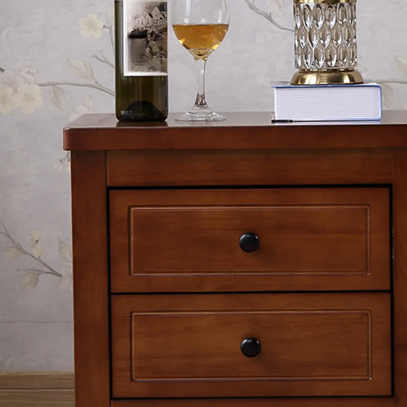 Antique 2 Tiers Drawer Wooden Grey Nightstand Image - 10 | homeyfad