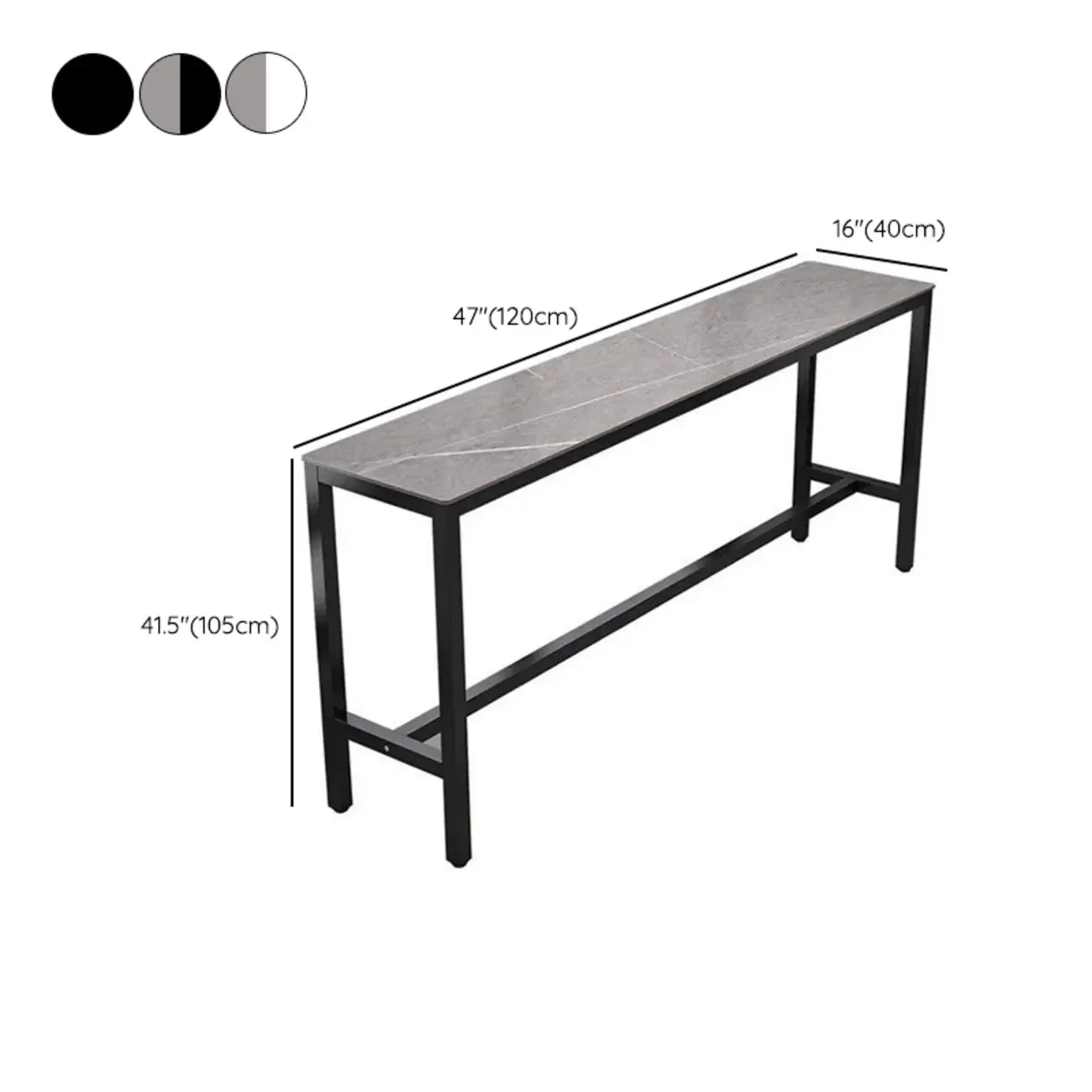 Modern Grey Stone Top Bar Height Table with Trestle Base Image - 14