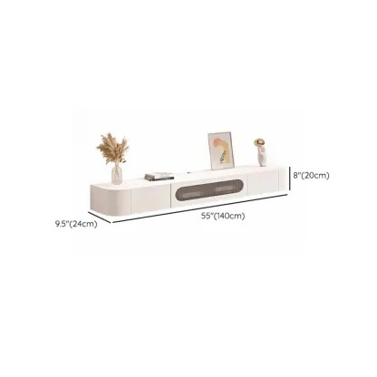 55" White Rubberwood Floating TV Stand with Cable Management Image - 13