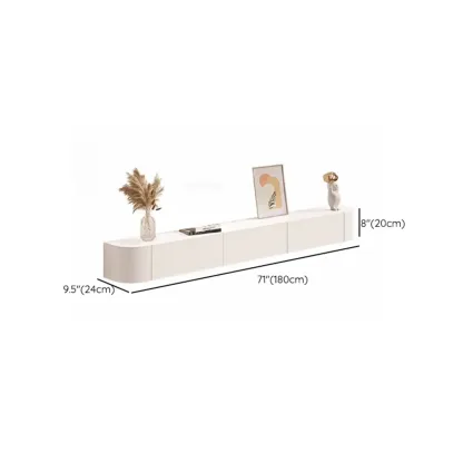 55" White Rubberwood Floating TV Stand with Cable Management Image - 16