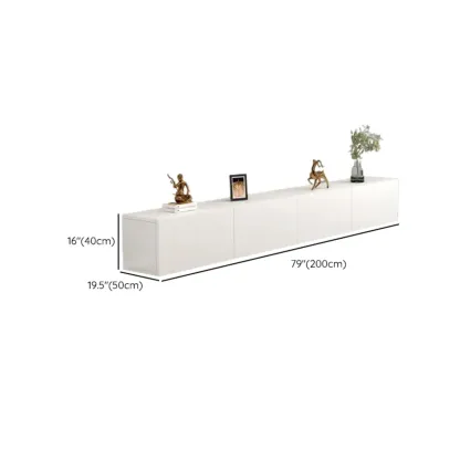 71" White Wood Rectangular TV Stand with Cable Management Image - 19
