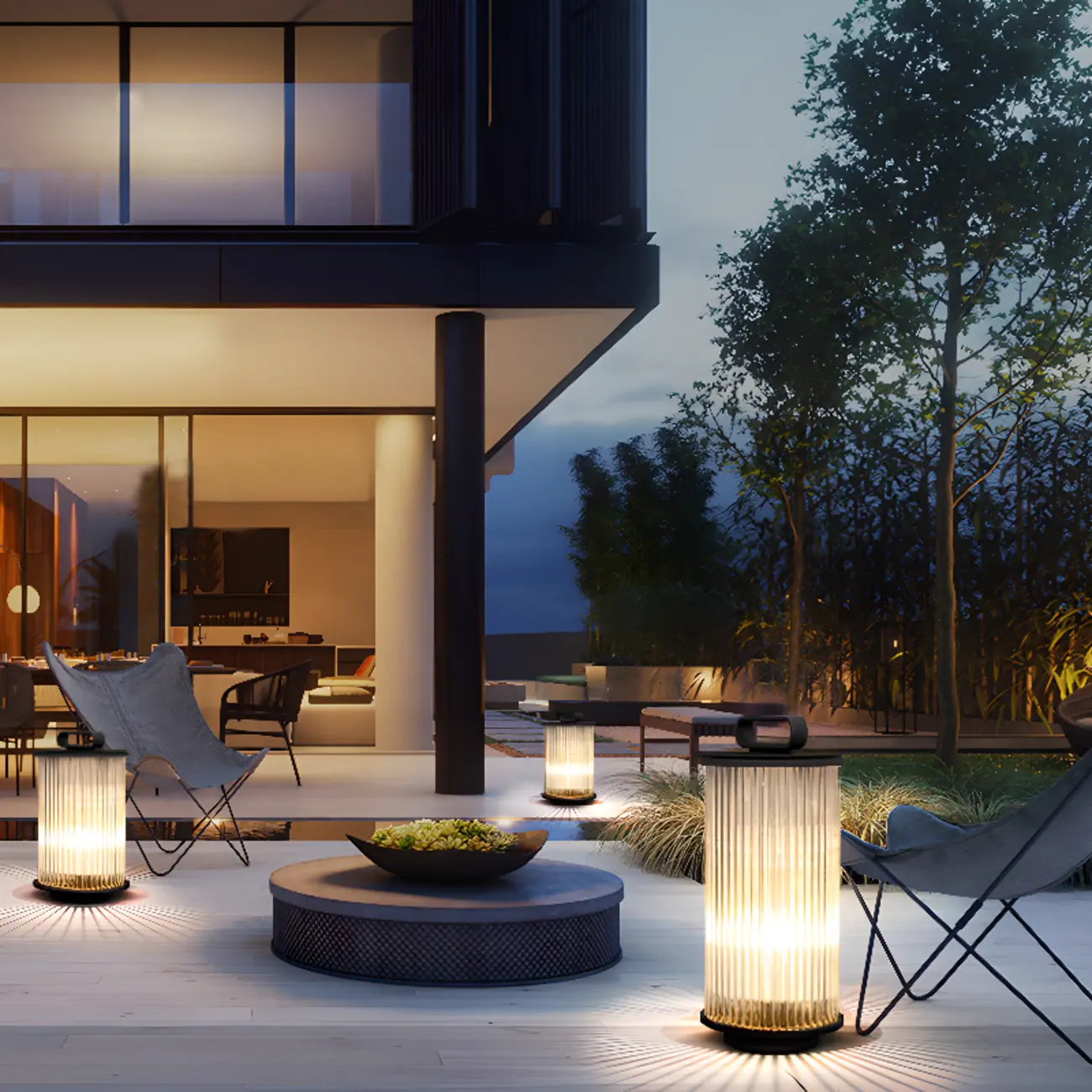 Black Metal Cylindrical Glass Post Cap Light Image - 2 | homeyfad