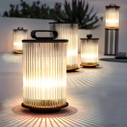 Black Metal Cylindrical Glass Post Cap Light Image - 3