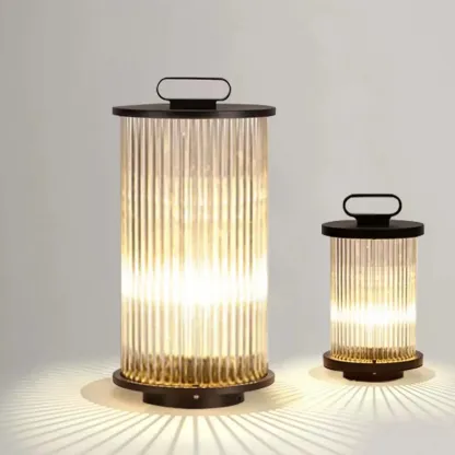Black Metal Cylindrical Glass Post Cap Light Image - 7
