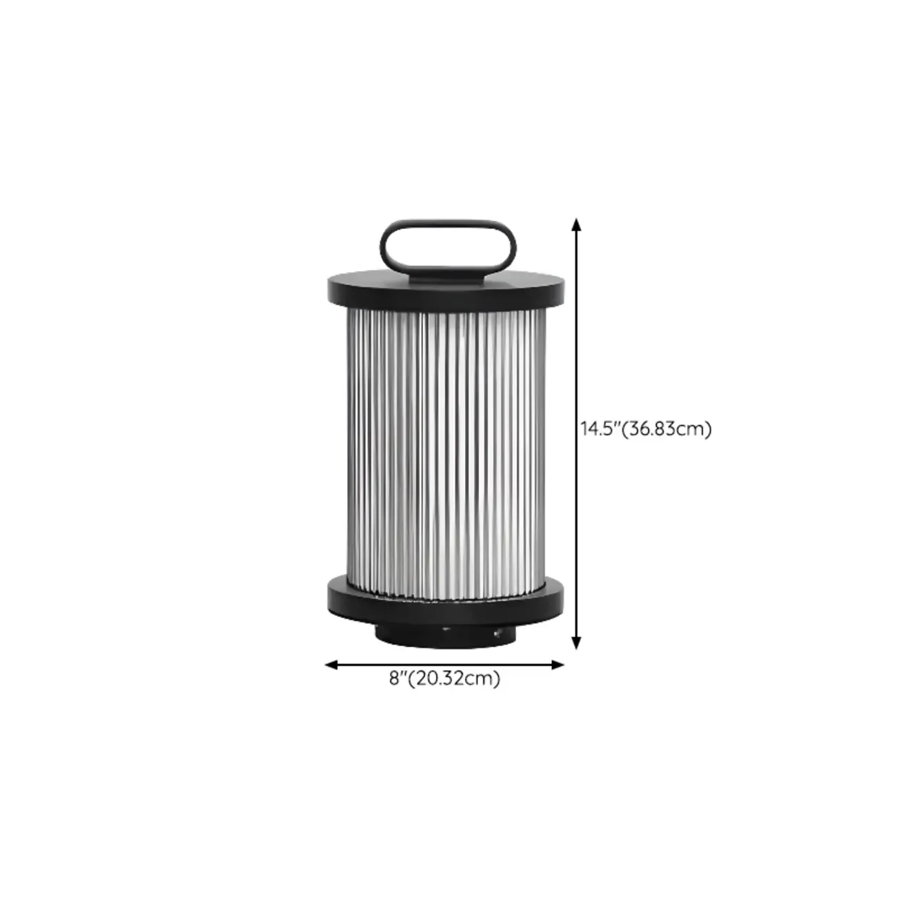 Black Metal Cylindrical Glass Post Cap Light #size
