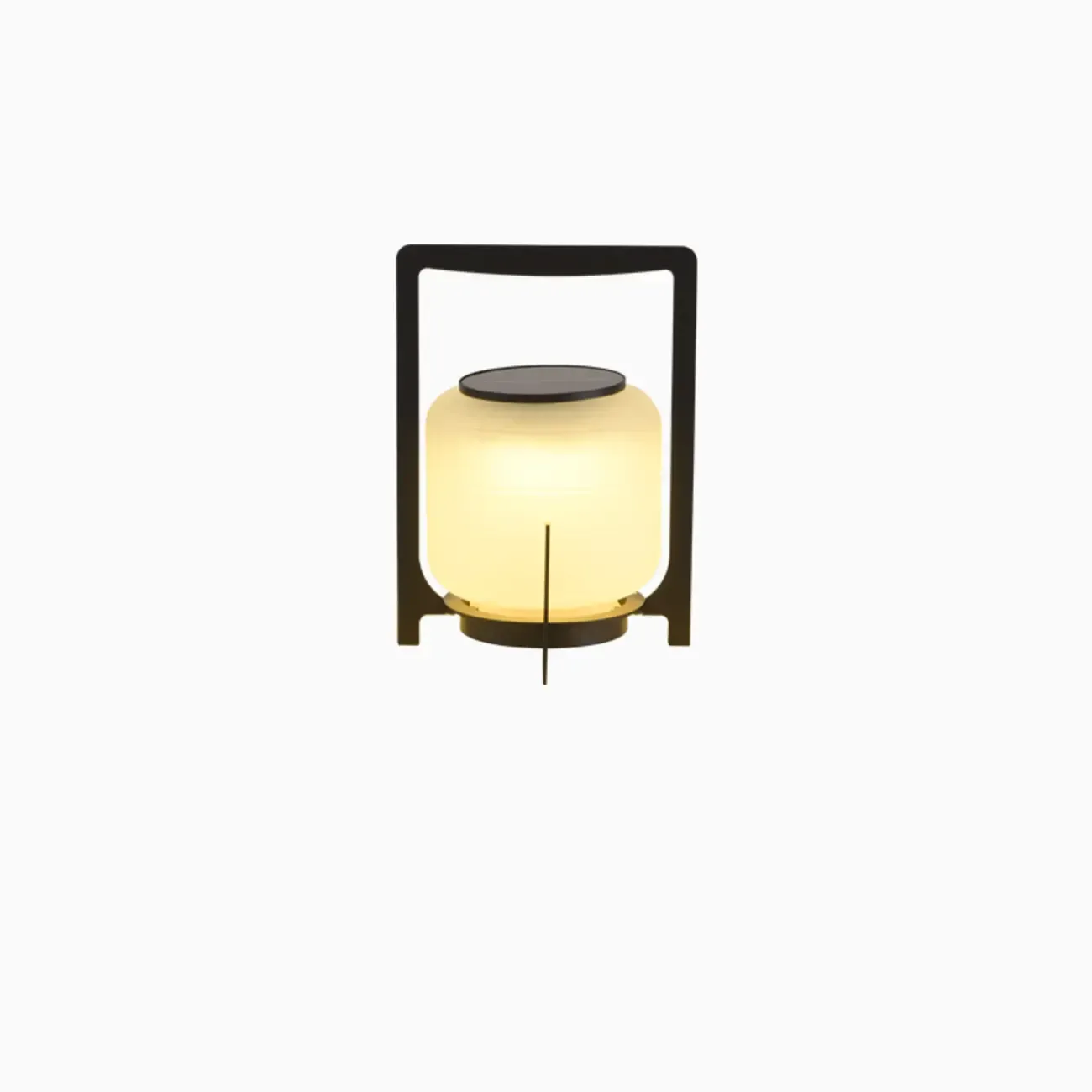 Round Solar Black Metal Lantern Post Cap Light Image - 2