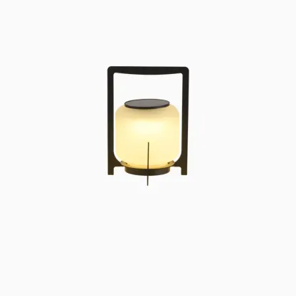 Round Solar Black Metal Lantern Post Cap Light Image - 2