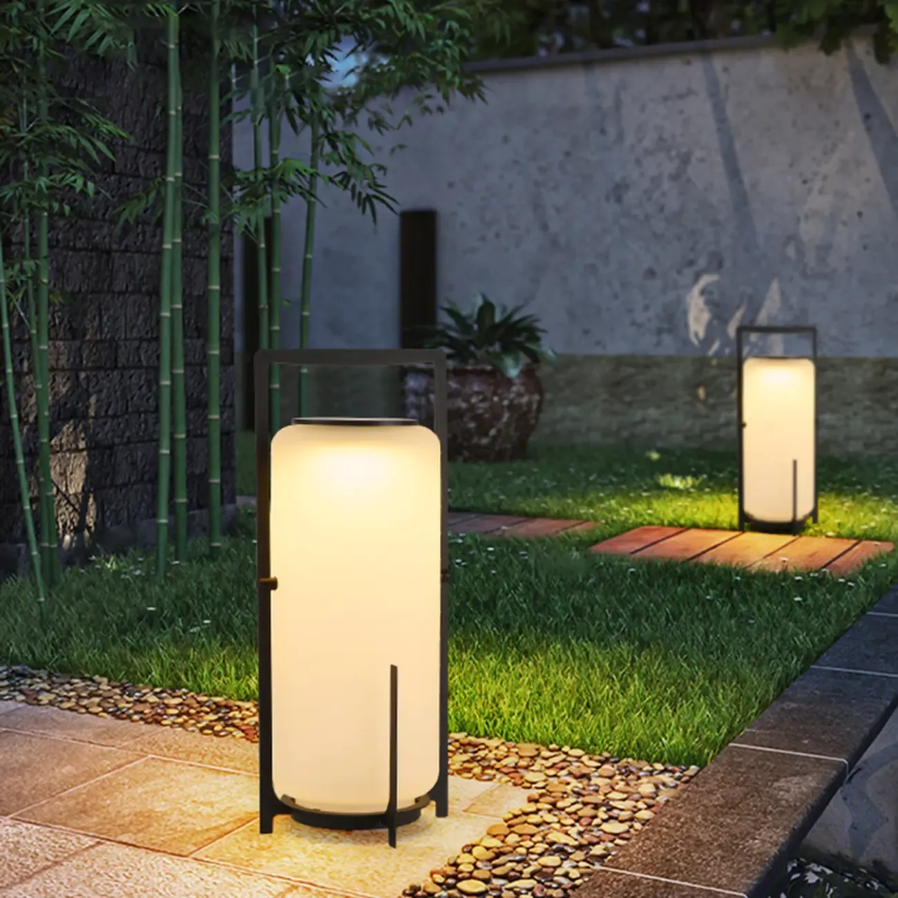 Round Solar Black Metal Lantern Post Cap Light Image - 6