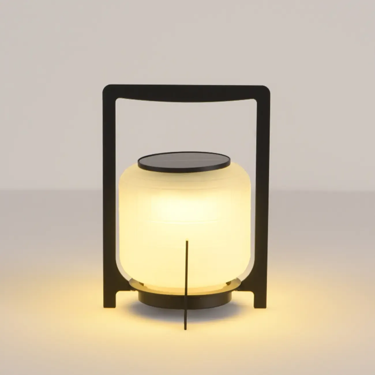 Round Solar Black Metal Lantern Post Cap Light Image - 10