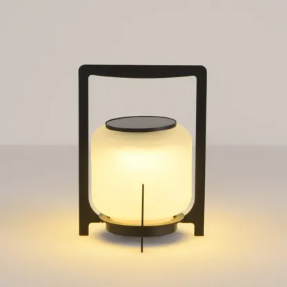 Round Solar Black Metal Lantern Post Cap Light Image - 10