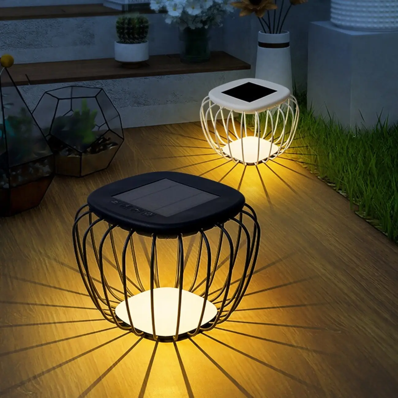 Modern Metal Cage Design Solar Post Cap Light Image - 1 | homeyfad