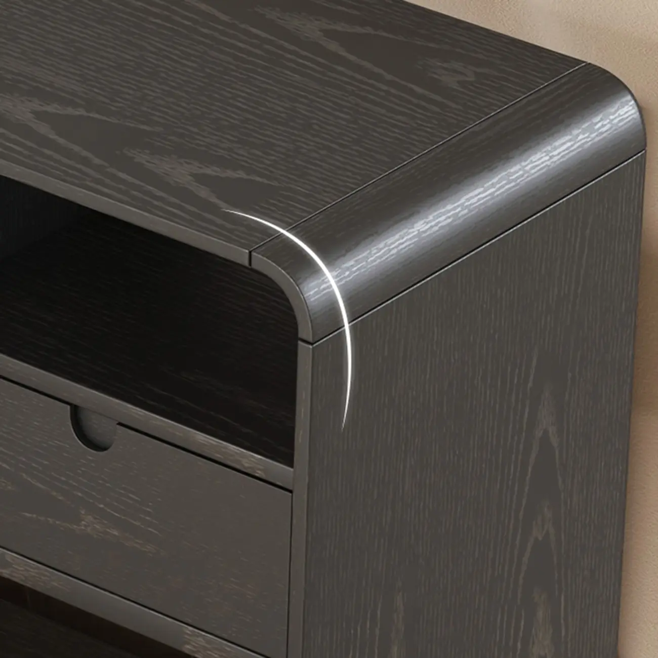 Narrow Rectangle Wooden Open Storage Black Side Table Image - 12 | homeyfad