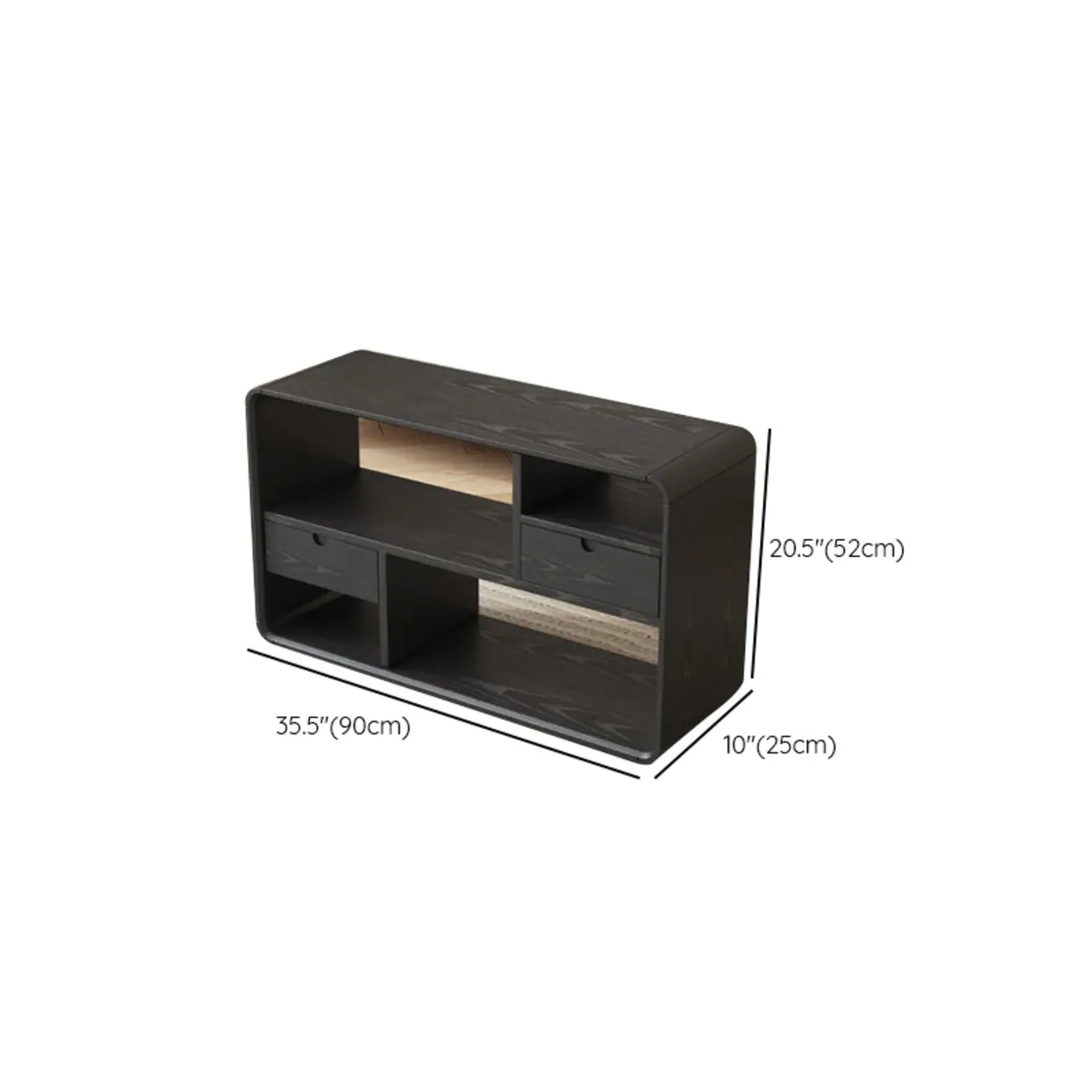 Narrow Rectangle Wooden Open Storage Black Side Table Image - 15 | homeyfad