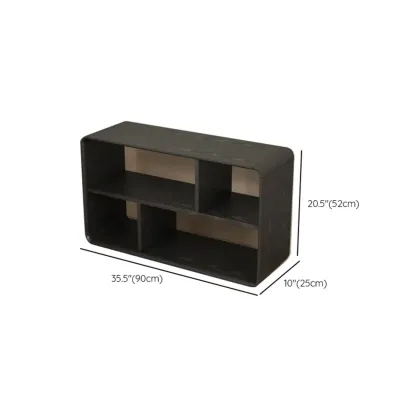 Narrow Rectangle Wooden Open Storage Black Side Table Image - 17