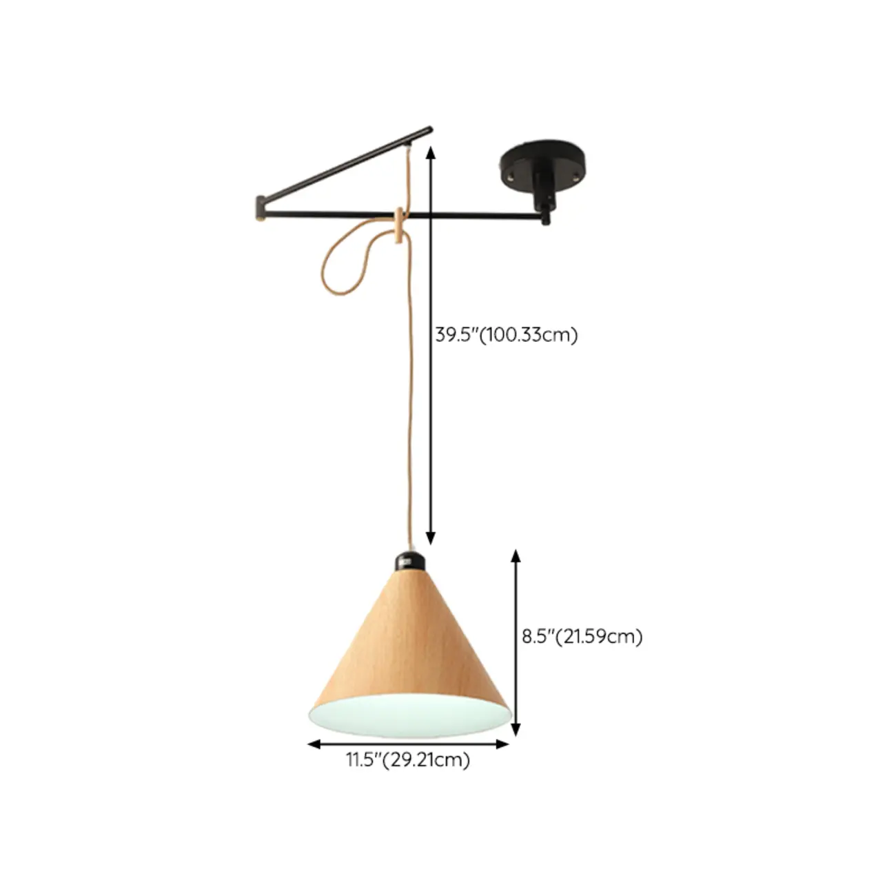 Modern Flexible Round Pendant Light in Solid Wood and Metal Image - 16 | homeyfad