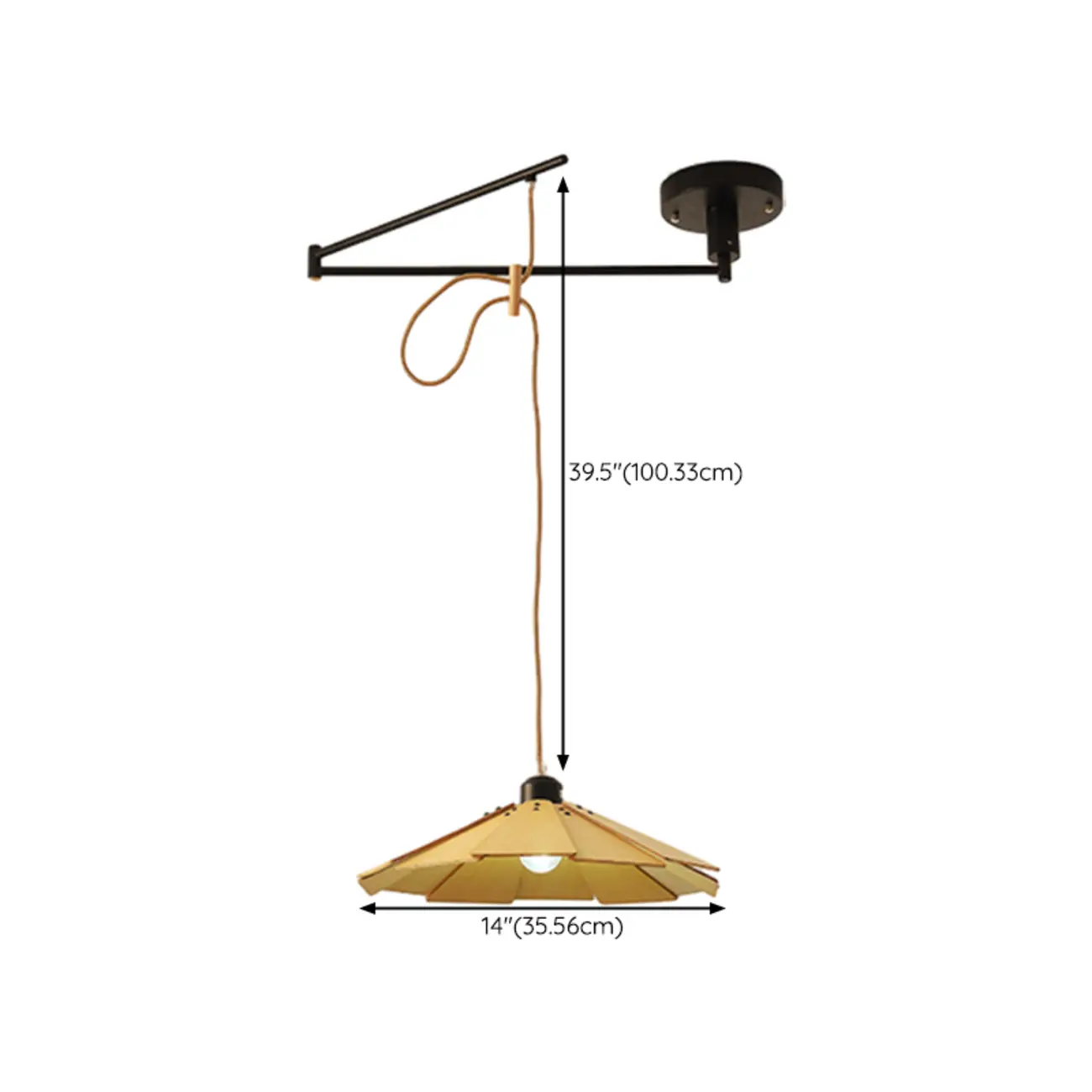 Modern Flexible Round Pendant Light in Solid Wood and Metal Image - 18 | homeyfad