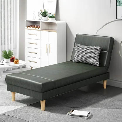 Scandinavian Leather Chaise Lounge with Pillow for Living Room Image - 1