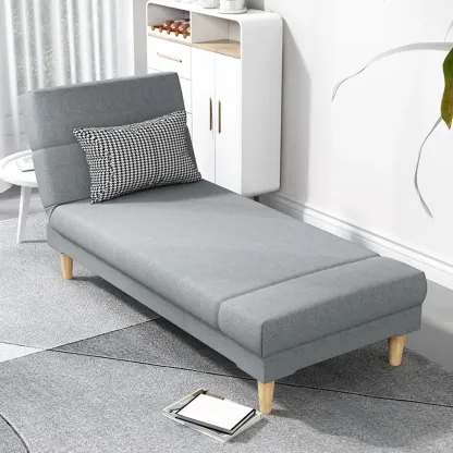 Scandinavian Leather Chaise Lounge with Pillow for Living Room Image - 3