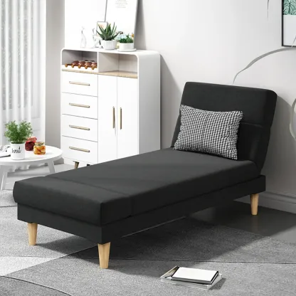 Scandinavian Leather Chaise Lounge with Pillow for Living Room Image - 5