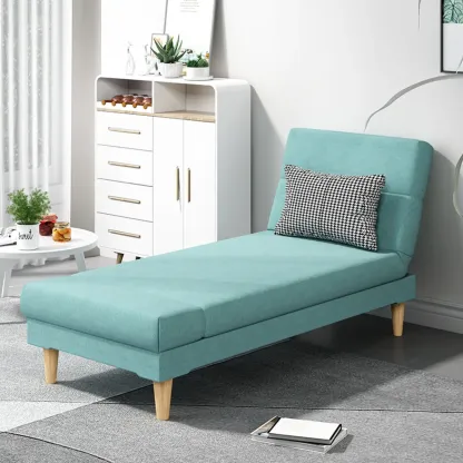 Scandinavian Leather Chaise Lounge with Pillow for Living Room Image - 13