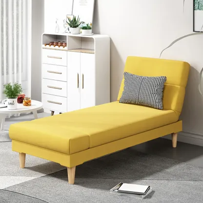 Scandinavian Leather Chaise Lounge with Pillow for Living Room Image - 14