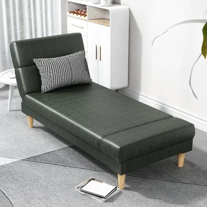 Scandinavian Leather Chaise Lounge with Pillow for Living Room Image - 18