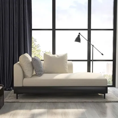 Glam Fabric Chaise Lounge with Unremovable Cushions for Home Image - 5
