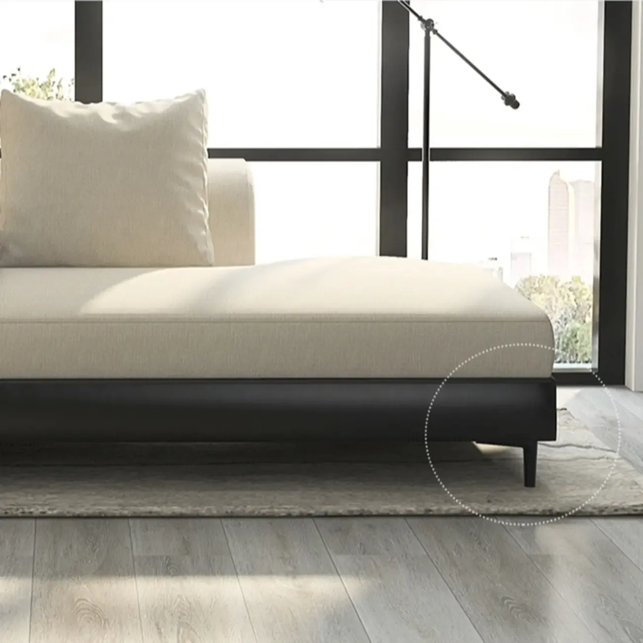 Glam Fabric Chaise Lounge with Unremovable Cushions for Home Image - 13