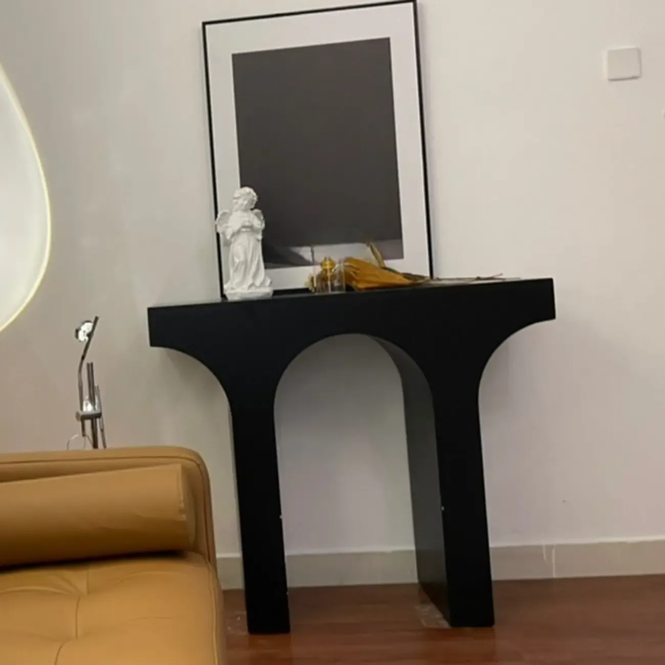 Arched Wood White Double Pedestal Console Table Image - 4