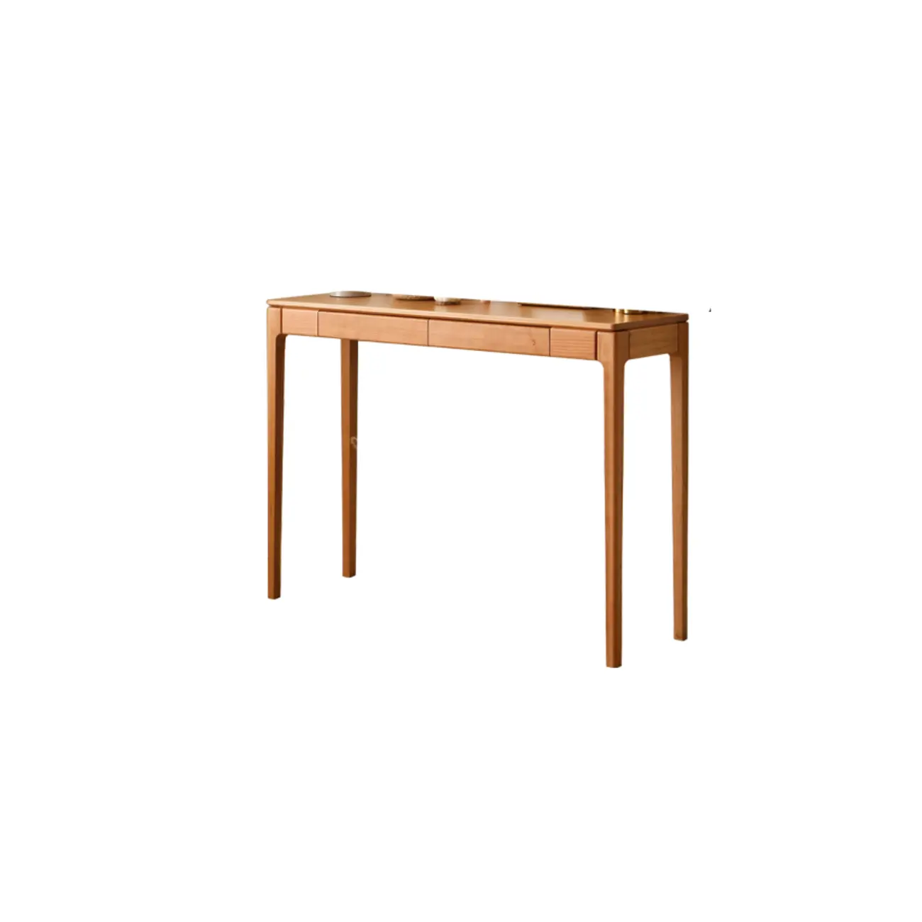 Rectangular Cherry Wood 2 Drawers Console Table Image - 10 | homeyfad