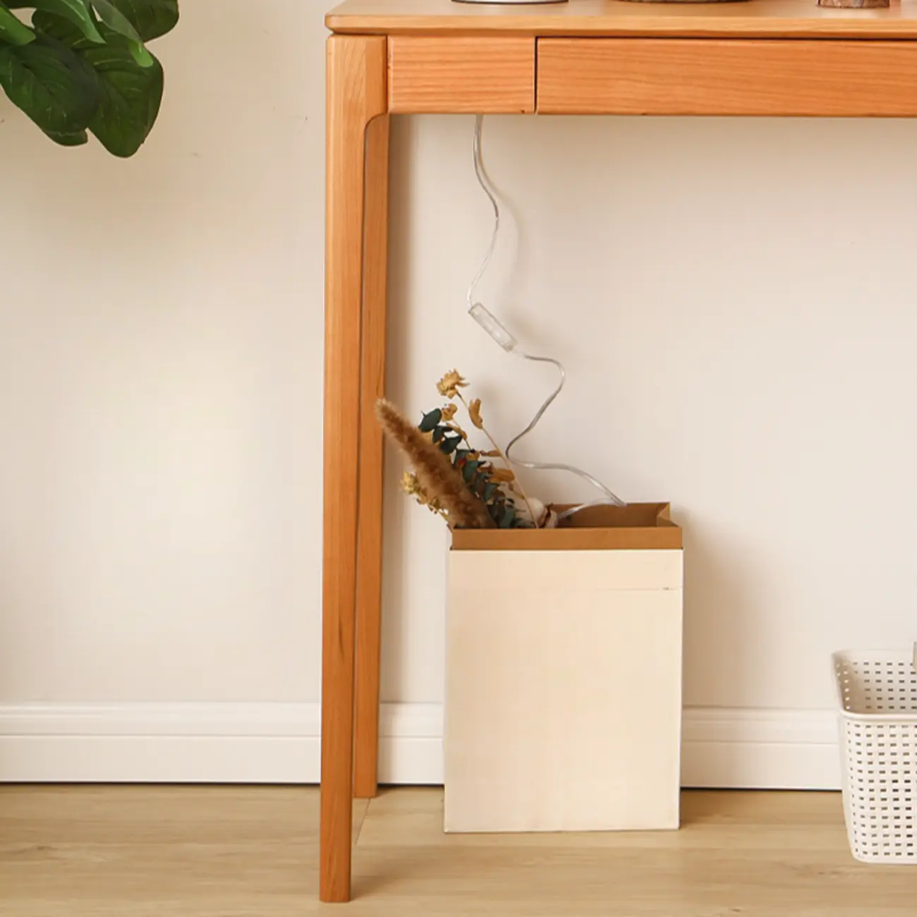 Rectangular Cherry Wood 2 Drawers Console Table Image - 14 | homeyfad