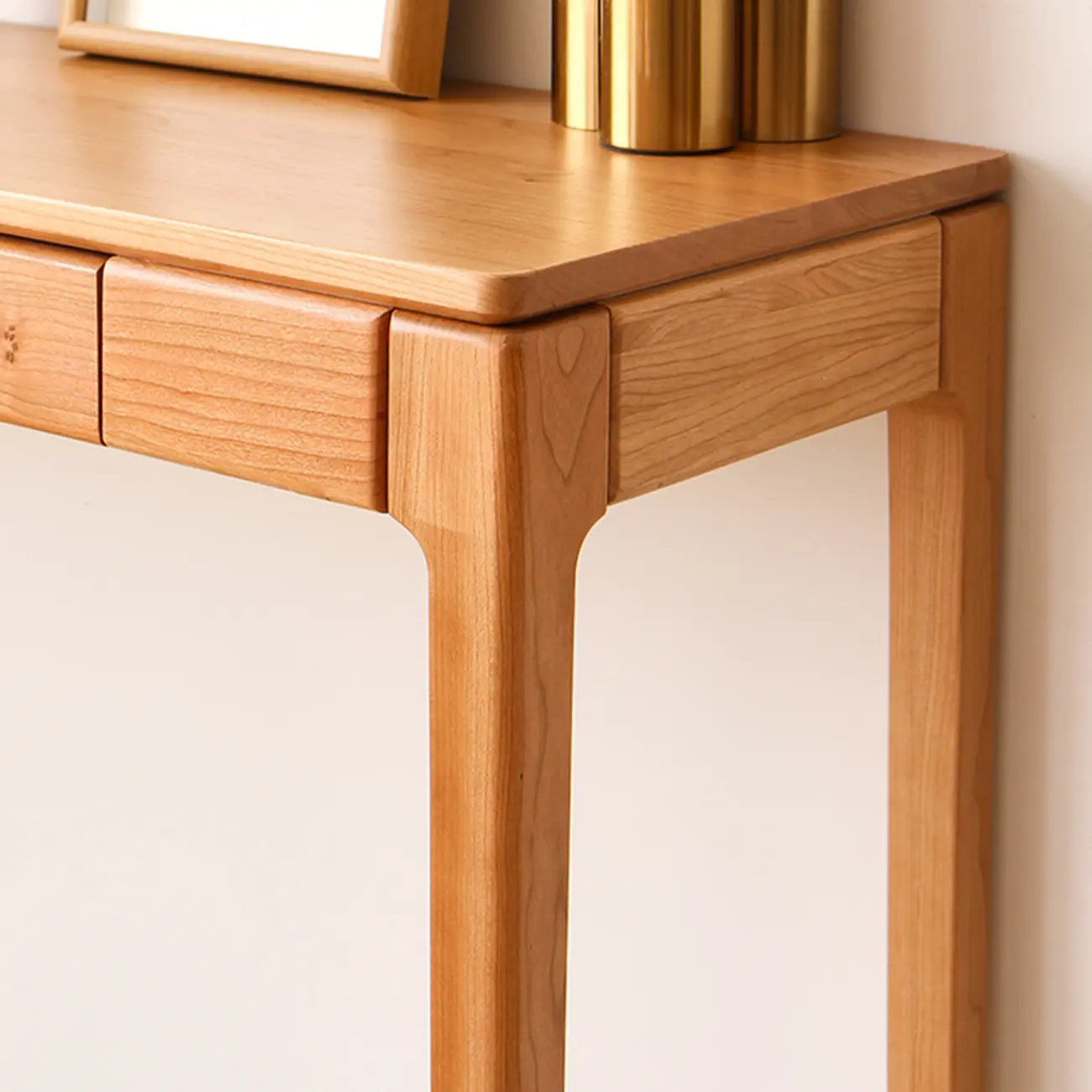 Rectangular Cherry Wood 2 Drawers Console Table Image - 17 | homeyfad