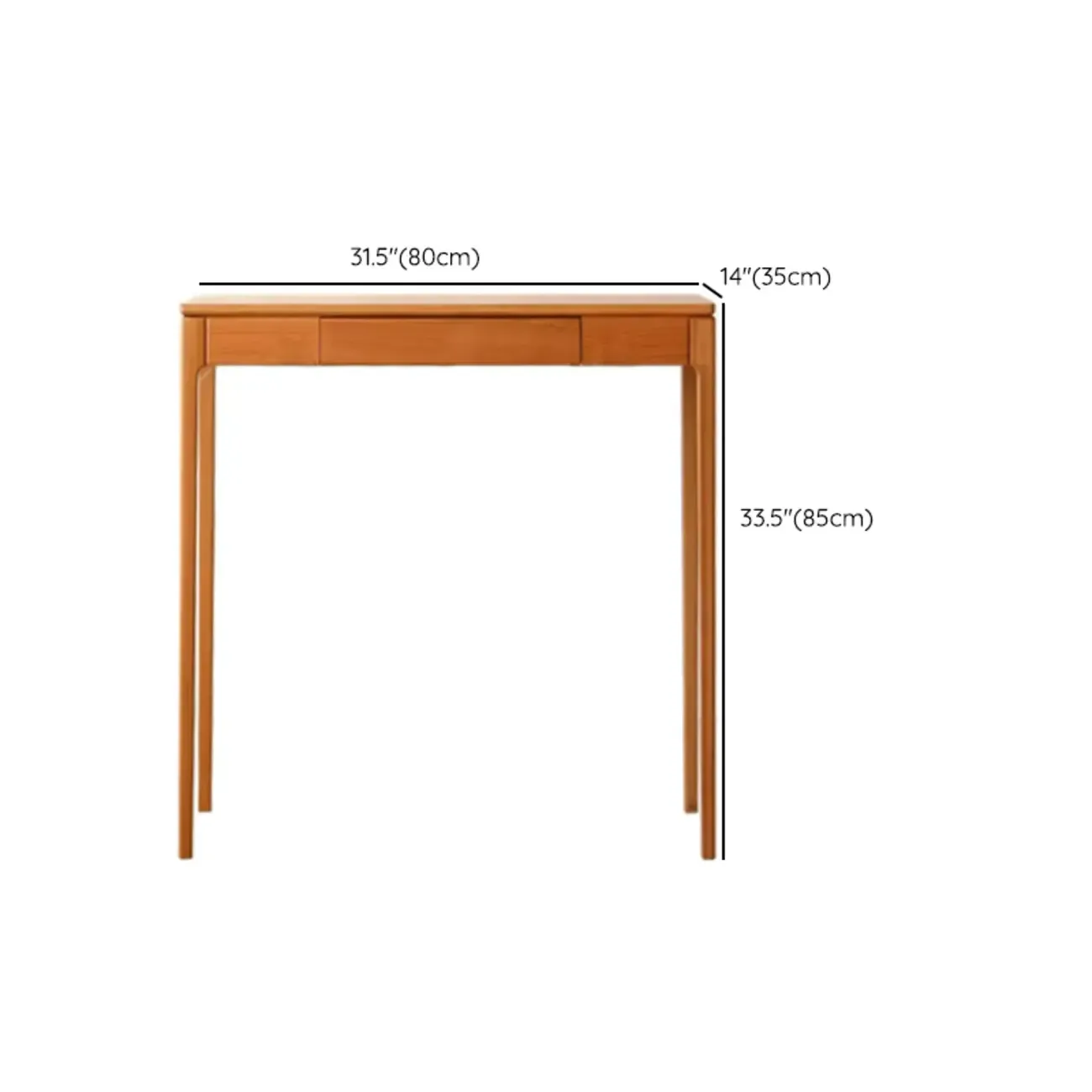 Rectangular Cherry Wood 2 Drawers Console Table #size