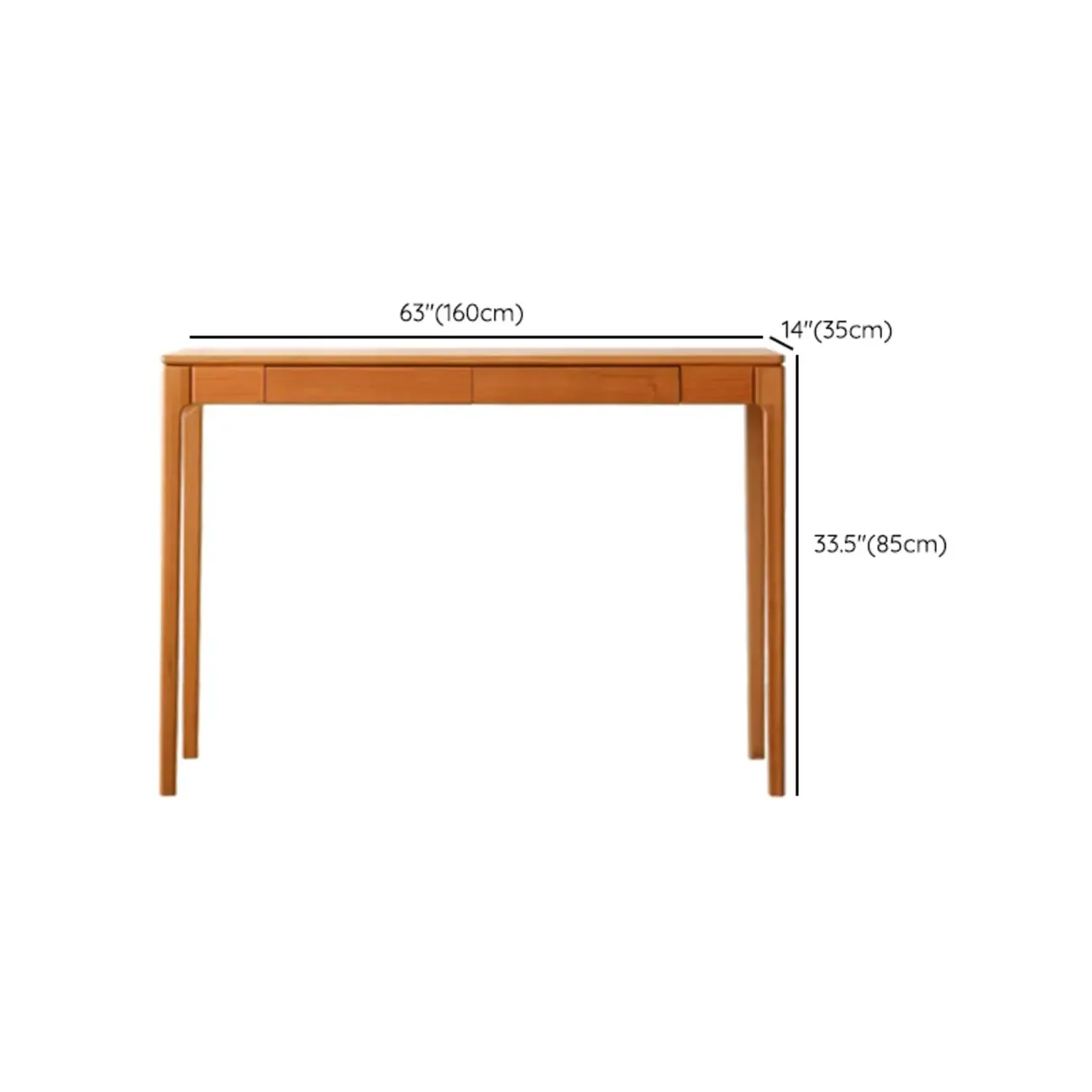 Rectangular Cherry Wood 2 Drawers Console Table Image - 27