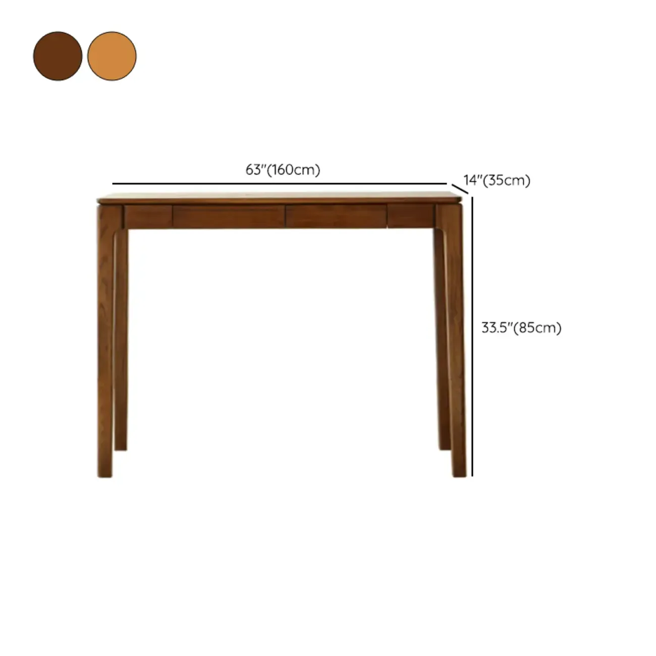 Rectangular Cherry Wood 2 Drawers Console Table Image - 30