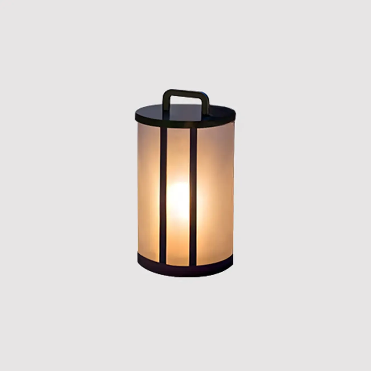 Glass Black Cylinder Outdoor Table Lamp Image - 5