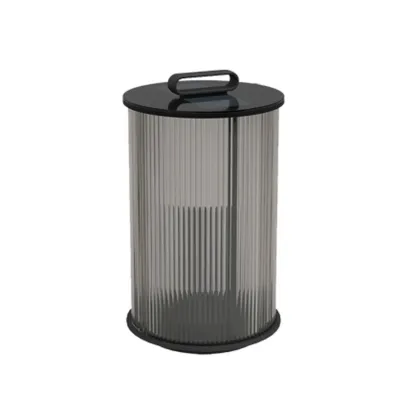 Glass Black Cylinder Outdoor Table Lamp Image - 7