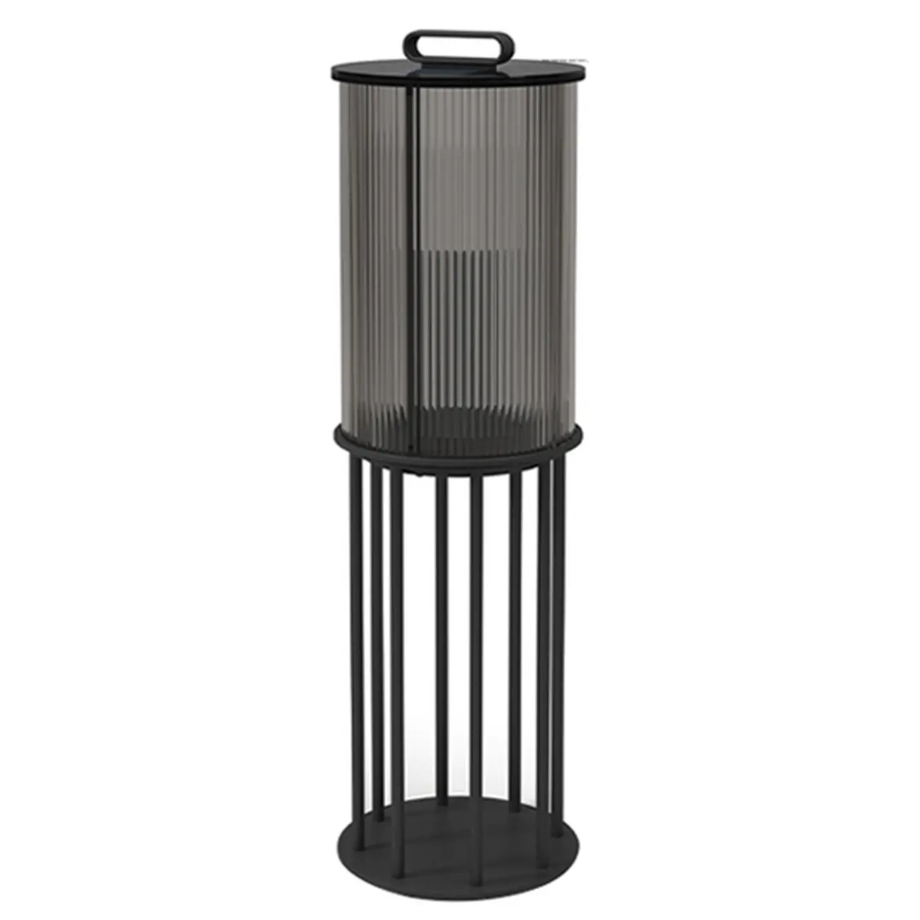 Glass Black Cylinder Outdoor Table Lamp Image - 10 | homeyfad