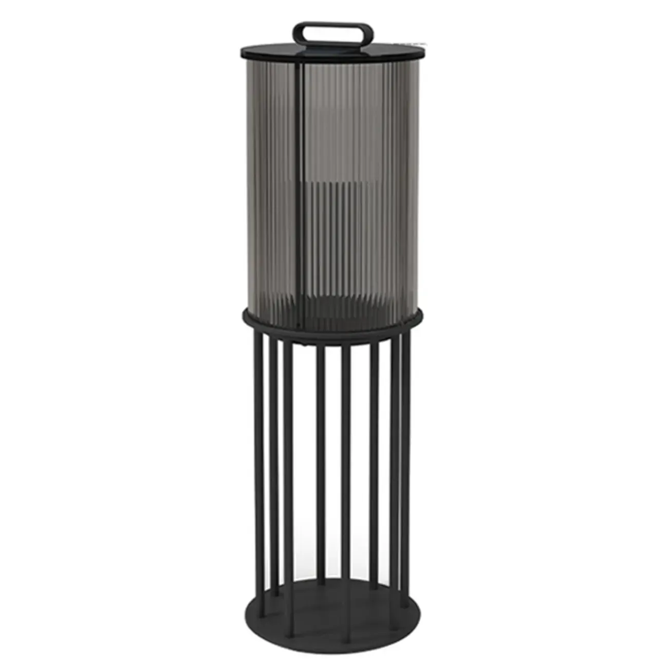 Glass Black Cylinder Outdoor Table Lamp Image - 10