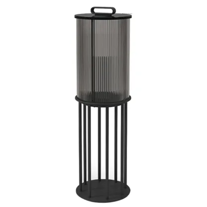Glass Black Cylinder Outdoor Table Lamp Image - 10