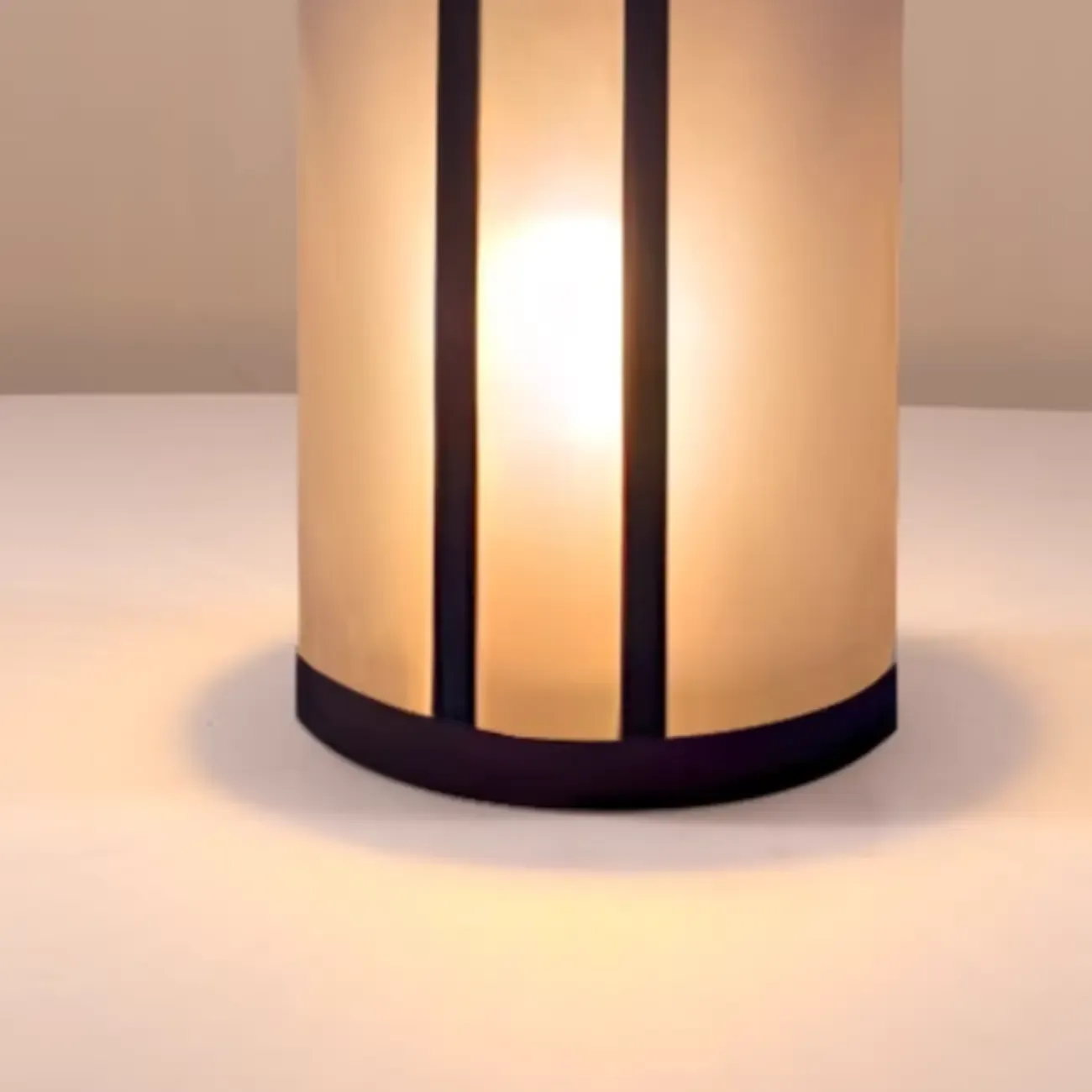 Glass Black Cylinder Outdoor Table Lamp Image - 4