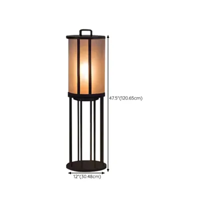 Glass Black Cylinder Outdoor Table Lamp Image - 14