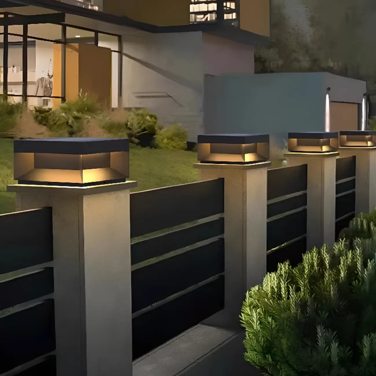 Modern Black Metal Solar LED Post Cap Light for Outdoor Image - 3 | homeyfad