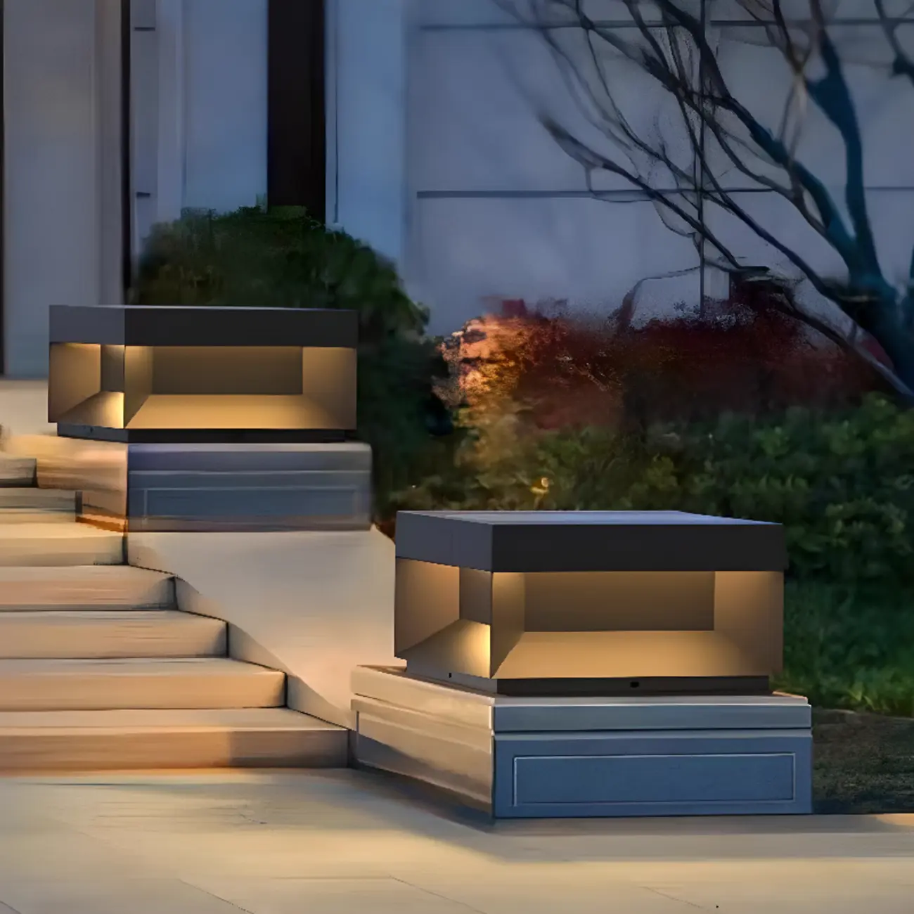 Modern Black Metal Solar LED Post Cap Light for Outdoor Image - 4 | homeyfad