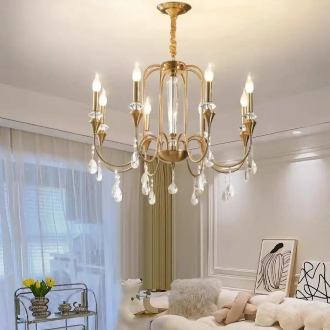 Luxurious Multi-Light Style Gold Crystal Chandelier Image - 1